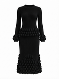 Elegant Pleated Ball Detail Two-Piece Set
