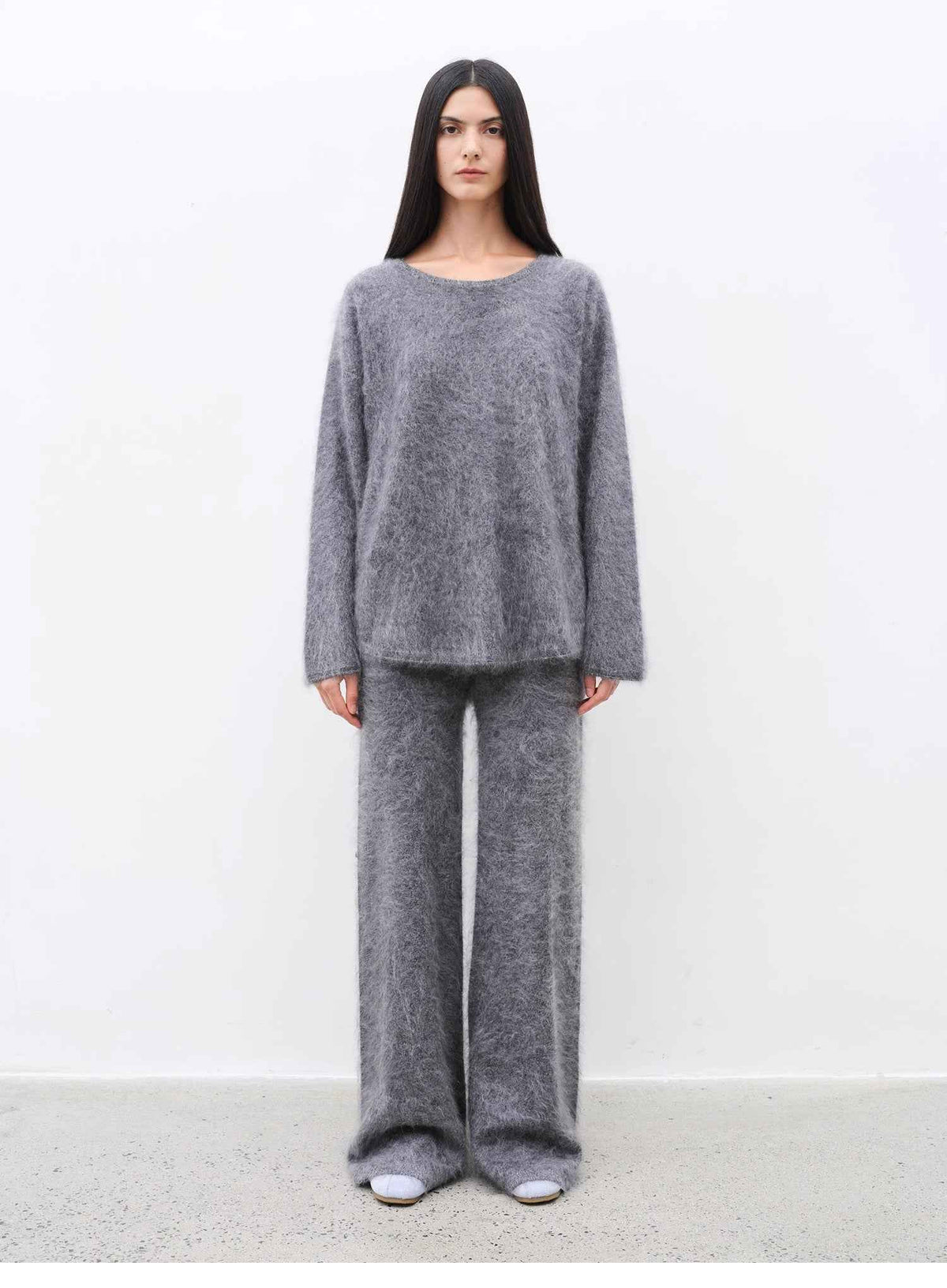 Purple Women's Sweater 2 Piece Outfit Cashmere jumper Comfortable Loose-Fit Crewneck Top Wide Leg Pants Fall Lounge Set Trendy Cozy Clothes "Half-Ripe Winter"